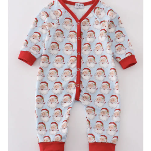 Blue christmas santa claus boy romper – HoneyBean
