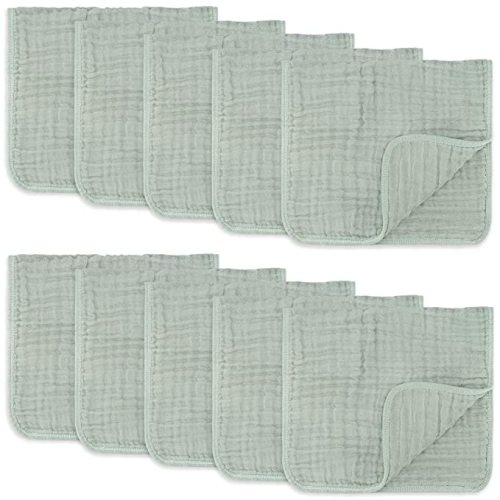 Comfy Cubs Muslin Burp Cloths Large 100% Cotton Hand Washcloths for Babies, Baby Essentials 6 Layers Extra Absorbent and Soft Boys & Girls Baby Rags for Newborn Registry (Fern 10-Pack, 20" X10") - 10-Pack 20"X10"