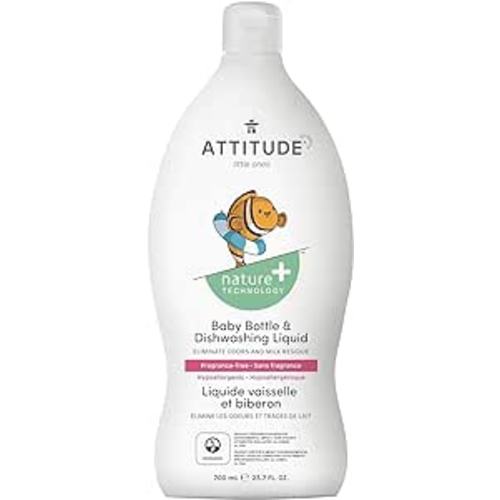 ATTITUDE Baby Bottle and Dishwashing Liquid, Unscented, 23.7 Fl Oz