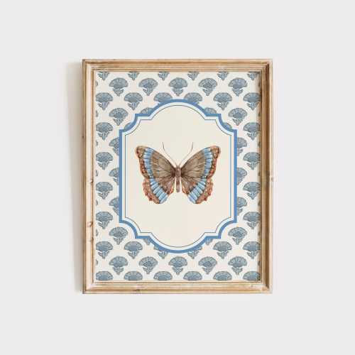 Butterfly Print, CottageCore Wall Art, Floral Pattern Poster, Printable Wall Art, Trendy Apartment Decor, Whimsical Nursery Prints