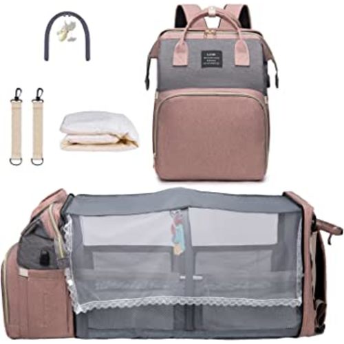 Diaper Bag with Changing Station,Diaper Bag Backpack,Girl Boy Diaper Bag,Large Capacity,900d Excellent Oxford(Ungrade Pink Grey)