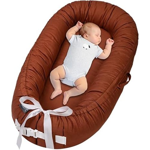 XZV Baby Lounger, Infant Lounger for Newborn 0-24 Months, Breathable and Soft 100% Cotton Baby Nest Cover, Babies Essentials Gifts, Portable Co-Sleeping Baby Bed for Home and Travel