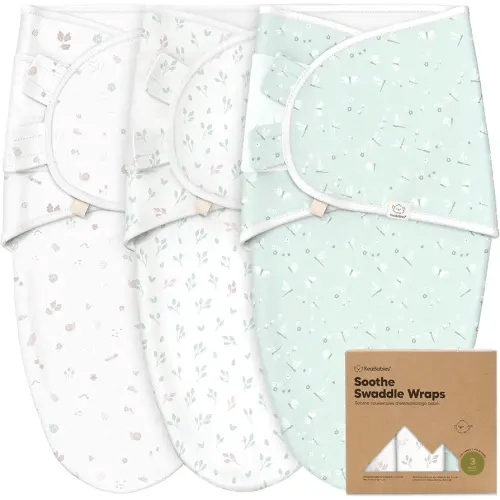 3-Pack Organic Baby Swaddle Sleep Sacks - Newborn Swaddle Sack, Ergonomic Baby Swaddles 0-3 Months, Swaddles for Newborns, Baby Sleep Sack, Baby Swaddle Blanket Wrap, Baby Essentials (Garden)