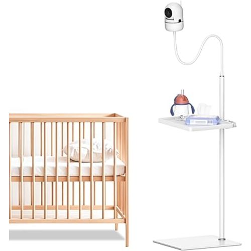 Height Adjustable Baby Monitor Camera Stand for HelloBaby, VTech, Infant Optics DXR-8 & DXR-8 Pro, Nanit Pro Baby Monitor Stand Wr Storage Tray - Baby Monitor Floor Stand for Eufy, Owlet, VAVA etc.