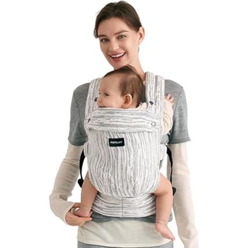 Momcozy Herihuge Baby Carrier - Crafted with Charming Jacquard Weaving, Durable, Stylish and Elegant, All-Day Comfort for Moms, Time Heritage Beige