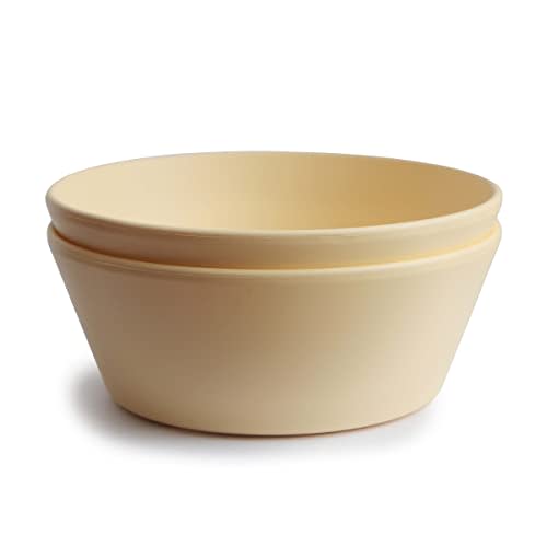 mushie Round Dinnerware Bowls for Kids | Made in Denmark, Set of 2 (Daffodil)