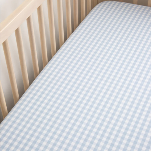 Luxe Premium Light Blue Gingham Crib Sheet