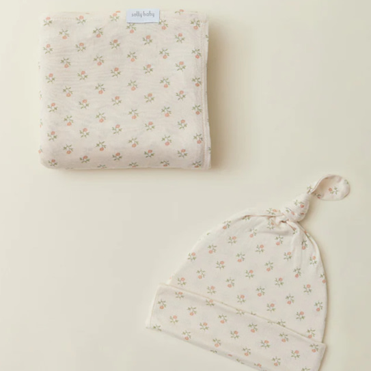 Blush Floret Swaddle + Hat Set