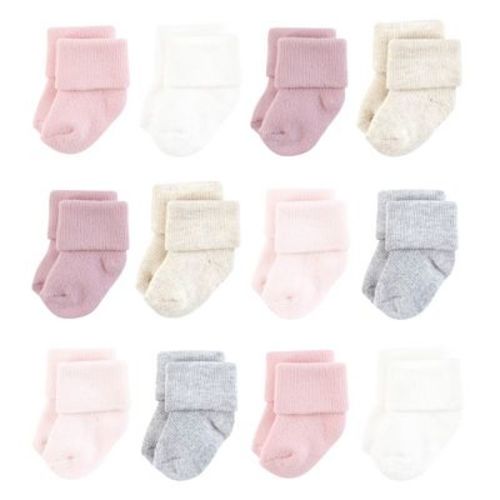 Hudson Baby Unisex Cotton Rich Newborn And Terry Socks, Mauve Neutral, 0-6 Months