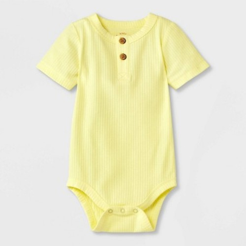Baby Solid Henley Bodysuit - Cat & Jack™ Yellow Newborn