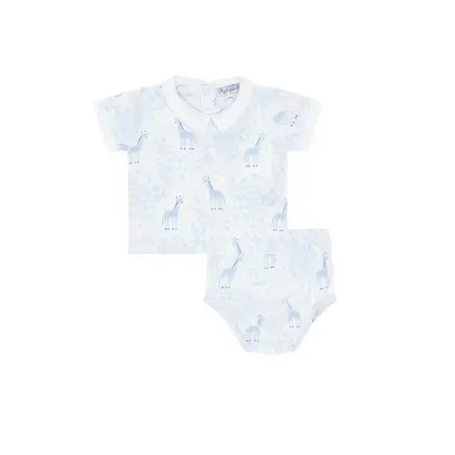 Blue Giraffe Print Diaper Cover Set