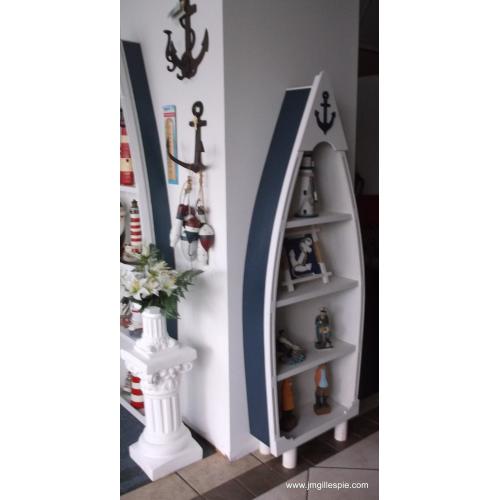 5' boat shelf navy blue and white with anchor  baby nursery  wedding skiff dory cottage