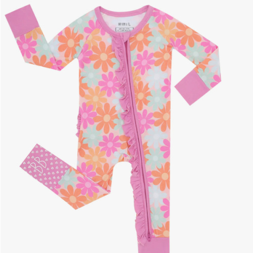 Flower Power Ruffled Convertible Footie – Baby Bean & Co.
