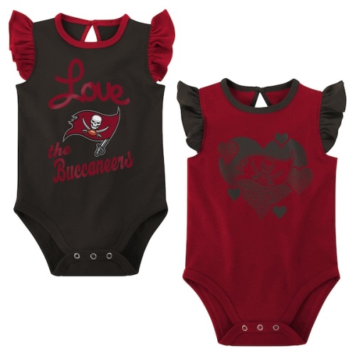 Tampa Bay Buccaneers Girls Newborn & Infant Spread the Love 2-Pack Bodysuit Set - Red/Pewter