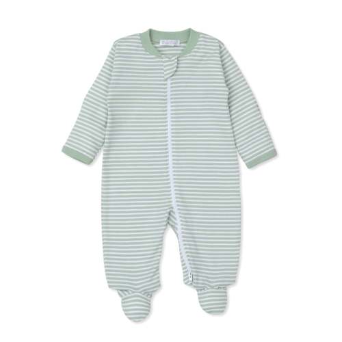Green Stripe Zip Footie