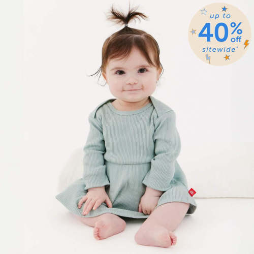 Magnetic Me - ribbed bodysuit dress (mist, 3-6 months)