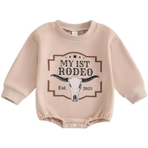Western Baby Boy Fall Clothes My First Rodeo Onesie Long Sleeve Romper Bodysuit Infant Creeper Country Cowboy Outfit