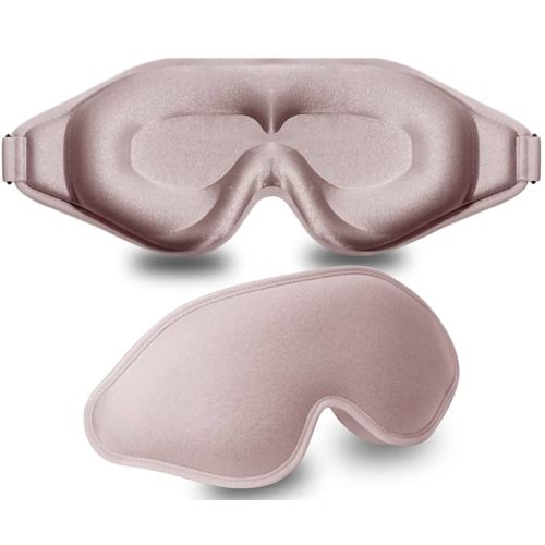Sleep Mask, 3D Deep Contoured Eye Covers for Sleeping, 99% Block Out Light Eye Mask,Zero Pressure Cup Blindfold for Men Women, with Adjustable Strap for Sleeping, Yoga, Traveling (Pink)