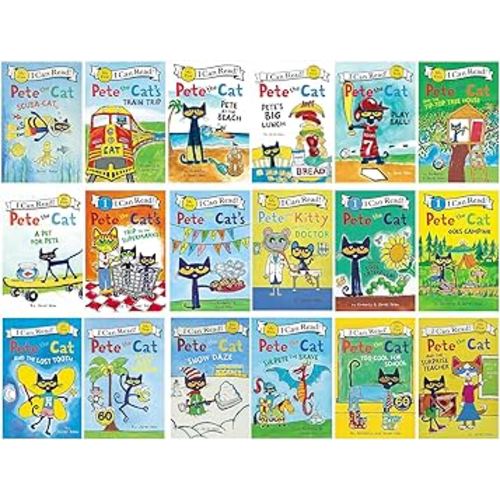 Generic Pete Cat 18 Series Collection Paperback Set with Box I Can Read Beginning Reading My First Gift for Kid Girl Boy Kindergarten Early Childhood Education Materials