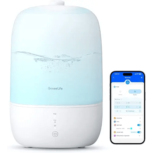 GoveeLife Smart Humidifiers for Bedroom, 3L Top Fill Cool Mist Humidifiers with Essential Oil Diffuser, Humidity Control, WiFi Air Humidifier with Night Light, for Baby, Plants, Home, Work with Alexa