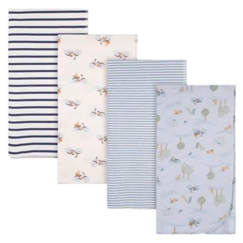 Gerber Baby 4-Pack Flannel Receiving Blanket (One Size, Playground)
