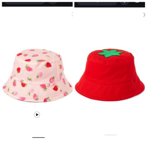 Baby Girls Strawberry Reversible Bucket Hat - Pink
