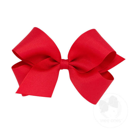 Medium Classic Grosgrain Hair Bow (Plain Wrap) Red