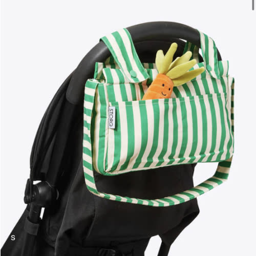 Stroller Caddy Bag - Green Stripes