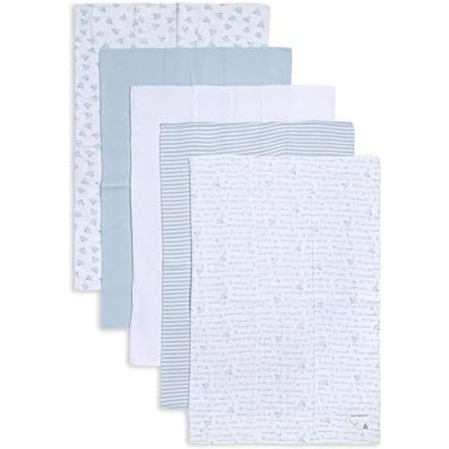 Burts Bees Baby Infant Burp Cloths, 100% Organic Cotton Extra Absorbent Soft Fabric Drool Cloths, 5-Pack Newborn Must-Have Essential Large Burping Cloths, One Size 17 x 11.75 Inches