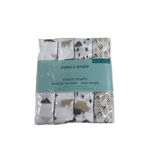 Aden + Anais Cotton Muslin Swaddle, 4pk, Bear Necessities