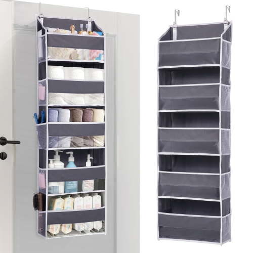 KOOSOM Over the Door Organizer, 5-Tier Hanging Organizer with Pockets and Hooks, Dark Gray