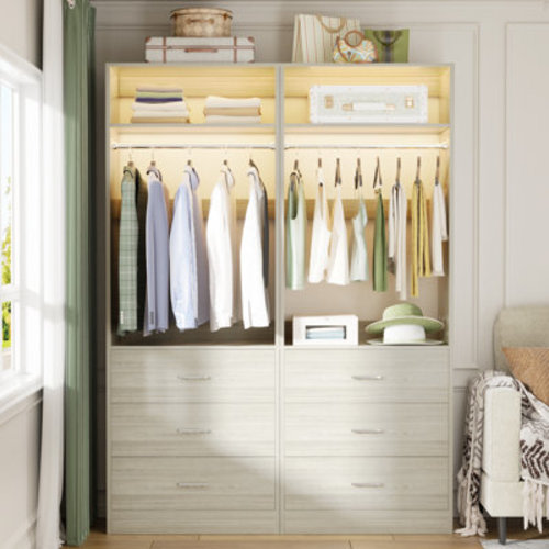 Rebrilliant Freestanding 48" Closet System With 6 Wood Drawers & Reviews | Wayfair
