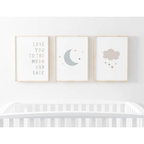 Gender Neutral Moon Stars Prints Set of 3, Love You to the Moon and Back, Baby Boy Print, Nursery Prints, Nursery Wall Art, Kids Bedroom - Etsy