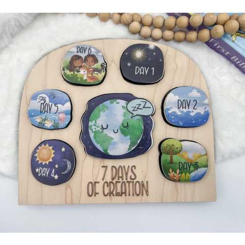 Seven Days of Creation puzzle/ Christian gift for kids/ Montessori toy/ Wooden Bible puzzle/ educational puzzle/ gift for toddler