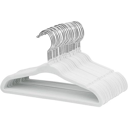 ManGotree Velvet Baby Clothes Hangers, 10.95'' Non-Slip Kids Hangers, Space Saving Hangers for Infant Toddler Children (30 Pack, White)