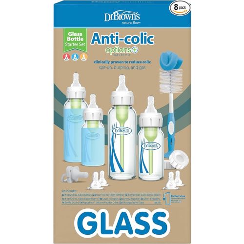 Dr. Brown’s Natural Flow Anti-Colic Options+ Narrow Glass Bottle Starter Set