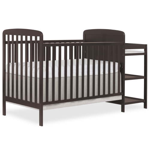 Dream On Me Anna 3-in-1 Convertible Crib with Changing Table Chocolate, Changing Pad Included Converts from Baby Crib to Toddler Bed, Day Bed and Kids Sofa, Three Adjustable Mattress Height Positions