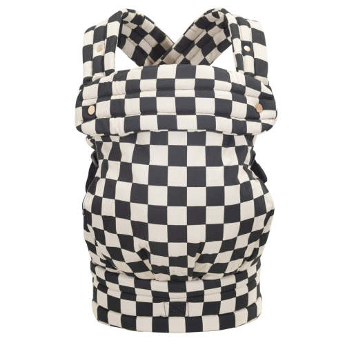 LUJIFO Ergonomic Adjustable Cotton Baby Carrier for Newborns to Toddlers – Comfortable, Lightweight with Hip-Healthy Design, 3 Carry Positions, Black & White Check Pattern