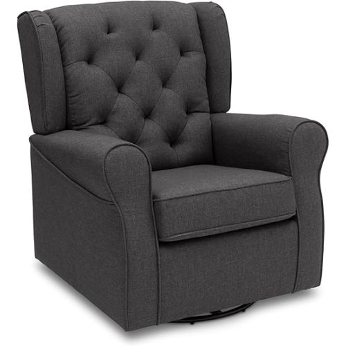 Delta Children Emma Nursery Glider Swivel Rocker Chair- Greenguard Gold Certified, Charcoal