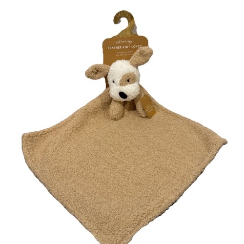 NWT Levi & Emmie Beige Lovey Tan Dog Feather Knit Baby Plush Security Blanket