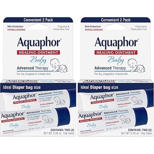 Aquaphor Baby Healing Ointment, To-Go Pack | Advanced Therapy | For Chapped Cheeks | For Diaper Rash | 2 Count Pack