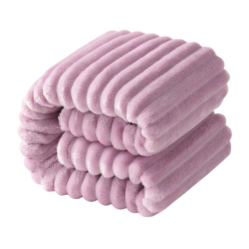 Ntbay Flannel Fuzzy Soft Warm Cozy Toddler Blanket, Fluffy Warm and Lightweight Reversible Stripes Design Toddler Plush Blanket for Stroller, Crib, Travel, 30" x 40", Light Purple