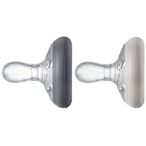Tommee Tippee Breast-Like Pacifier, Skin-Like Texture, Symmetrical Design, BPA-Free Binkies, 0-6m, 2-Count, Slate/Cedar