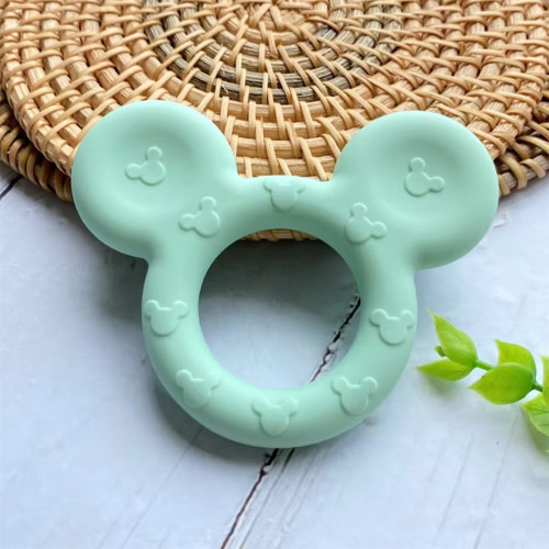 Silicone Animal Mouse Teether - Food Grade DIY Baby Teething Toy with Cartoon Design - 1pcs Teether Ring for Babies and Toddlers