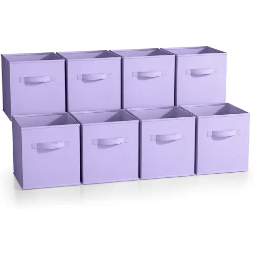 Sorbus Fabric Storage Cubes - 8 Foldable Storage Bins for Organizing Pantry, Cubbies, Toy Box - Clothes Storage & Closet Organizer - 11 Inch Collapsible Cube Baskets for Shelves with Handle