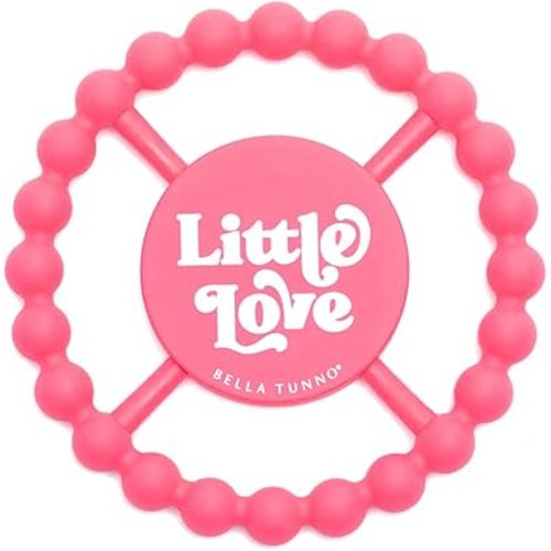Bella Tunno Happy Teether – Soft & Easy Grip Baby Teether Toy, Silicone Teether Ring to Help Soothe Gums, Non-Toxic and BPA Free, Little Love