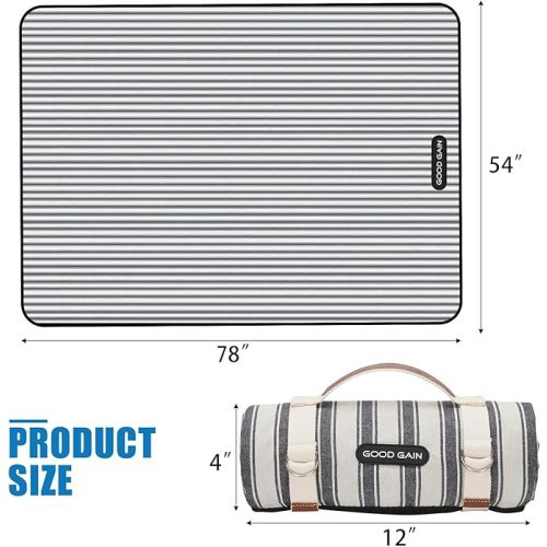 G GOOD GAIN Waterproof Picnic Blanket Portable with Carry Strap for Beach Mat or Family Outdoor Camping Party (Berry Blue)