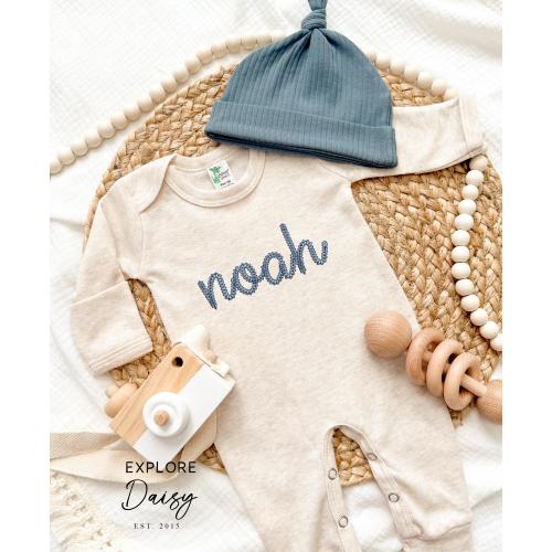 Embroidered Custom Baby Boy Coming Home Outfit, Personalized Baby Romper, Personalized Baby Boy Coming Home Romper, Custom Baby Shower Gift,