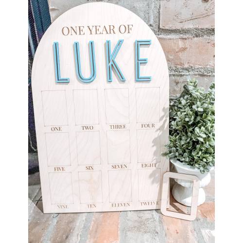 My First Year Photo Board | First Birthday Decoration | 1st Birthday Wooden Board | Monthly Milestone Photo Prop | Baby Shower Gift