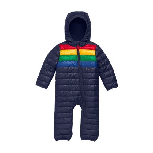 Baby Lightweight Puffer Suit In Rainbow Stripe